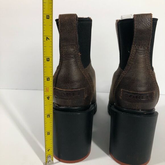 Sorel Womens Blake Chelsea Brown Leather Ankle Booties Size 7 Block Heel Boots - Picture 12 of 12